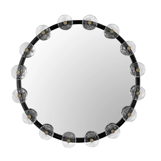 Noir Moira Mirror with Glass Details, Black Metal WALL MIRRORS
