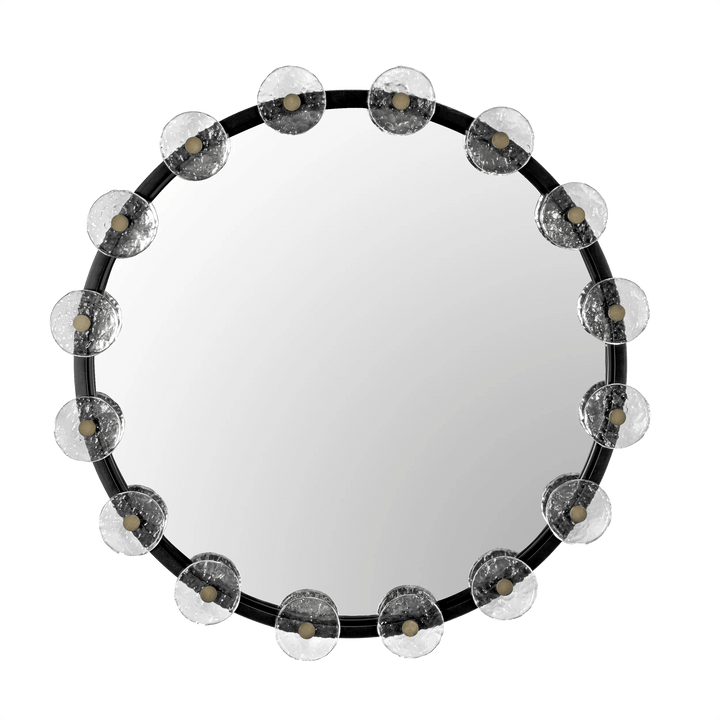 Noir Moira Mirror with Glass Details, Black Metal WALL MIRRORS