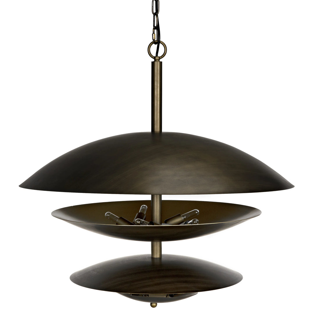 American Home Furniture | Noir - Nora Chandelier, Metal with Aged Brass Finish