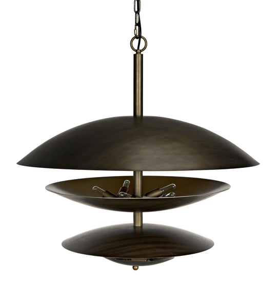 Noir Nora Chandelier, Metal with Aged Brass Finish CHANDELIERS