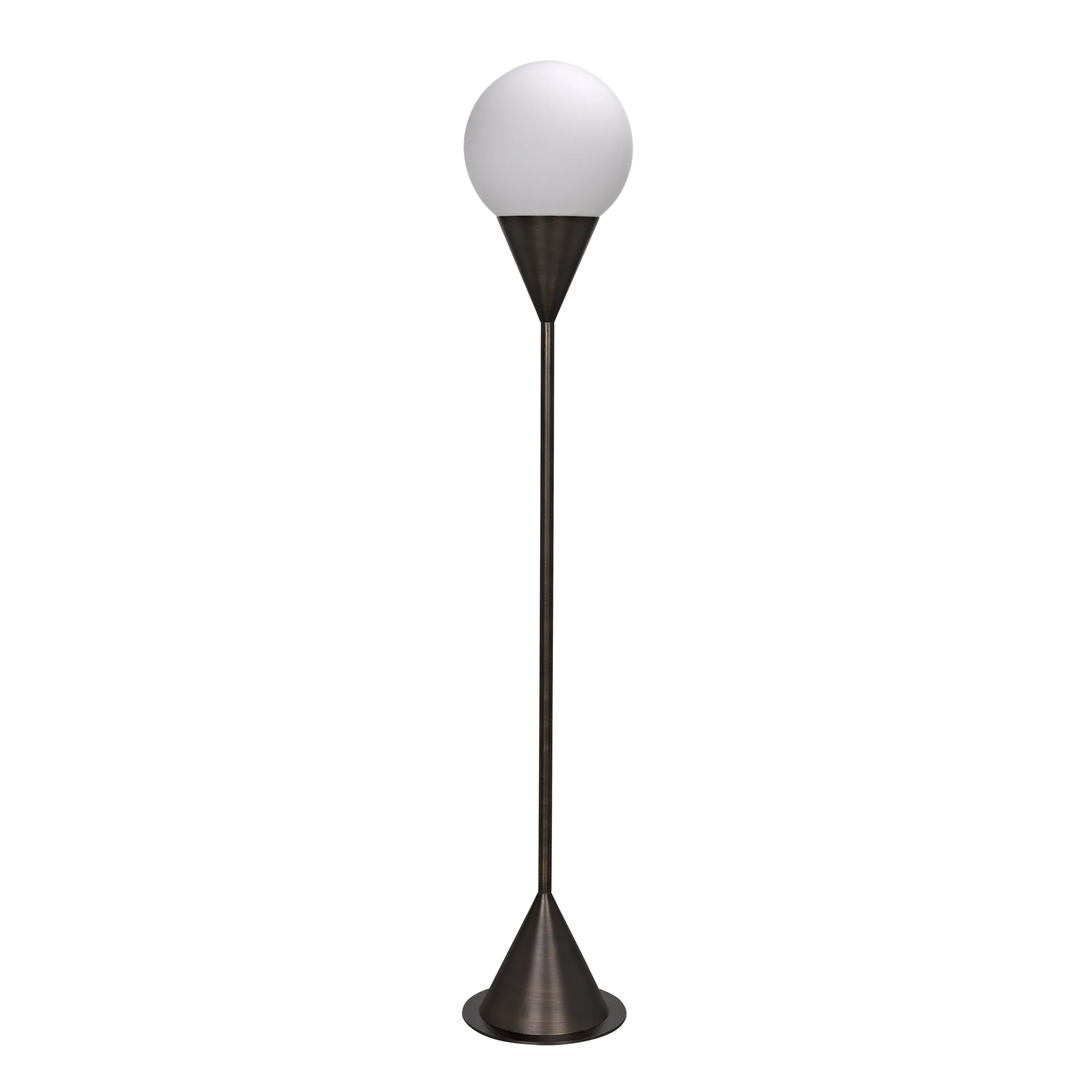 American Home Furniture | Noir - Cone Floor Lamp, Aged Brass Finish