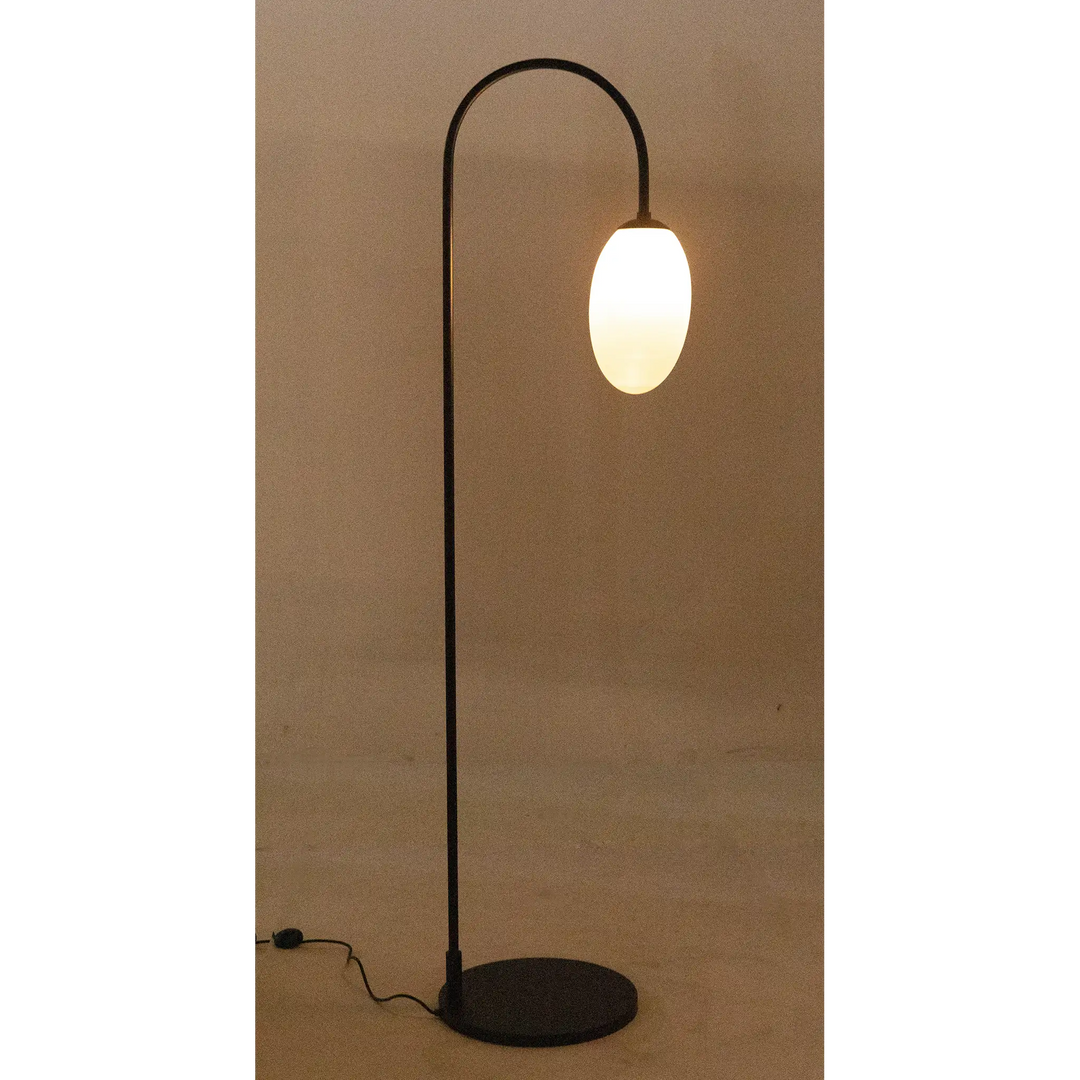 American Home Furniture | Noir - Swan Floor Lamp, Black Steel