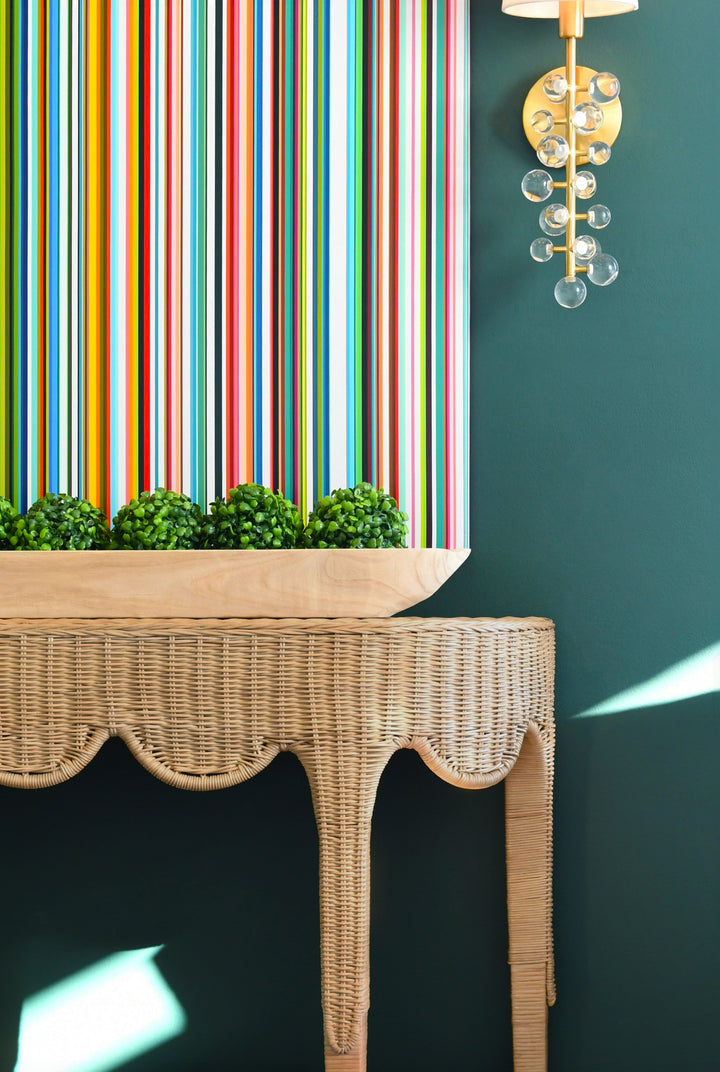 Scalloped Top Demi Lune Console In Woven Rattan With Open Shelf - PALOMA