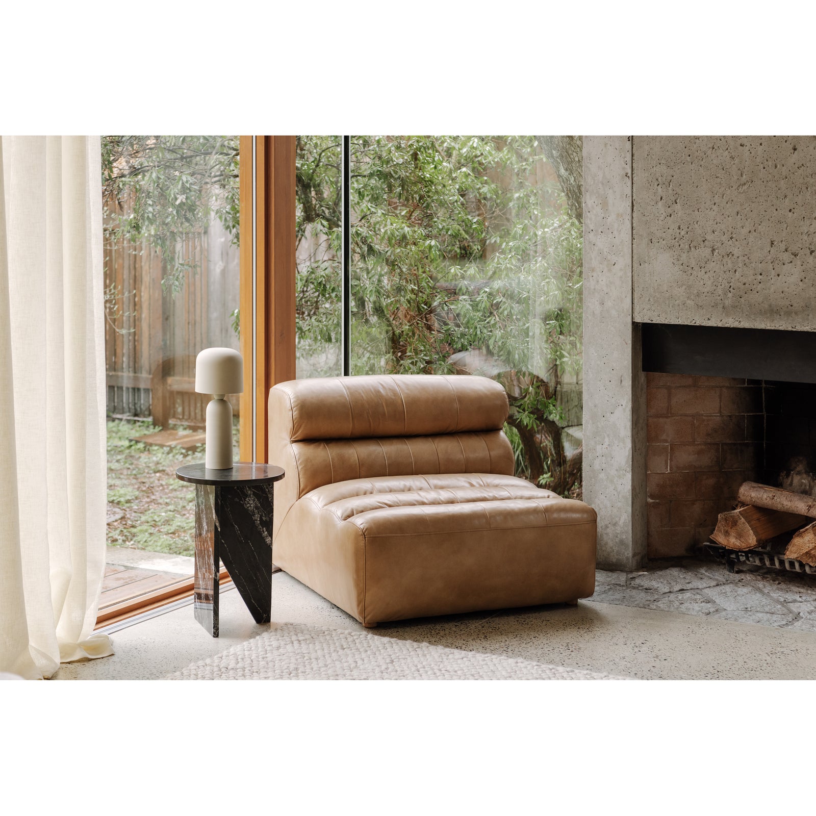Moe's Home Collection - Ramsay Leather Slipper Chair Tan - QN-1009-40 | American Home Furniture