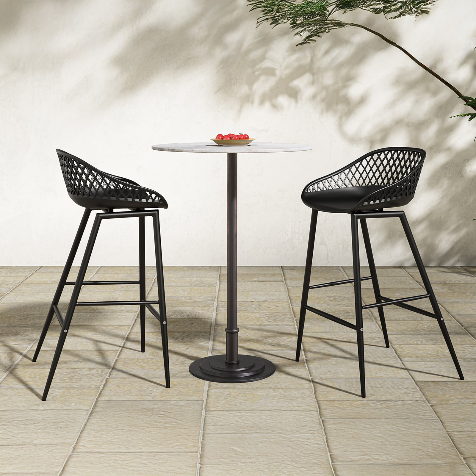 Moe's Home Collection - Piazza Outdoor Counter Stool Black - Set Of Two - QX-1009-02 | American Home Furniture