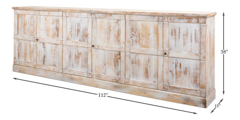 American Home Furniture | Sarreid - Luciana 6 Wood Dr Buffet 112 Disr.Wht 