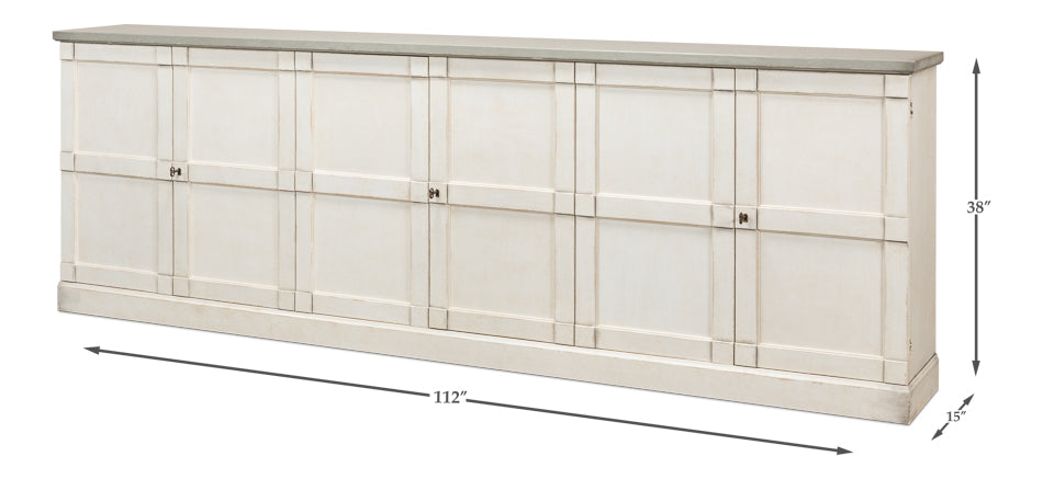 American Home Furniture | Sarreid - Luciana Wood Drs Buffet 112 St.Wht Grey