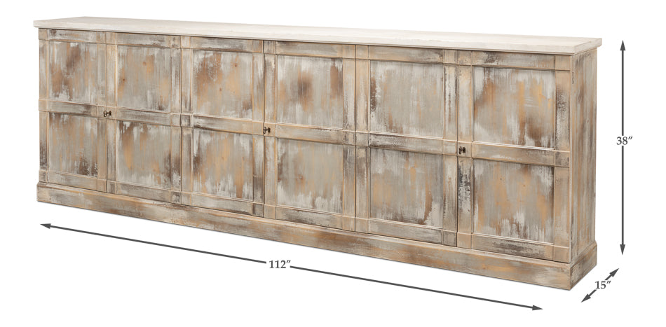 American Home Furniture | Sarreid - Luciana Wood Drs Buffet 112 Grey Stucco