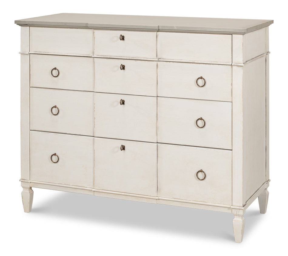 American Home Furniture | Sarreid - Azzalene Dresser Stucco Wht - Grey Quartz