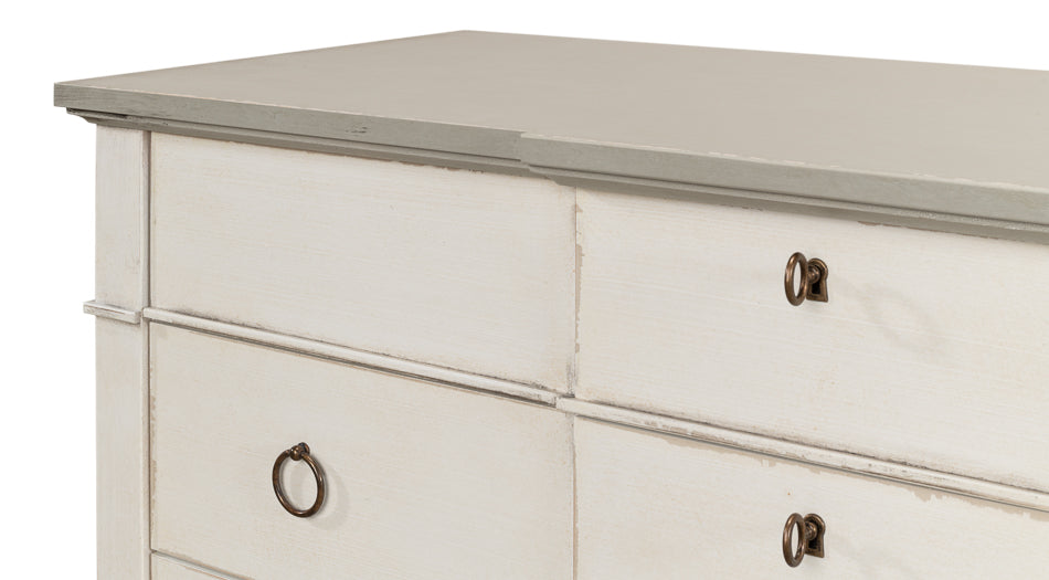 American Home Furniture | Sarreid - Azzalene Dresser Stucco Wht - Grey Quartz