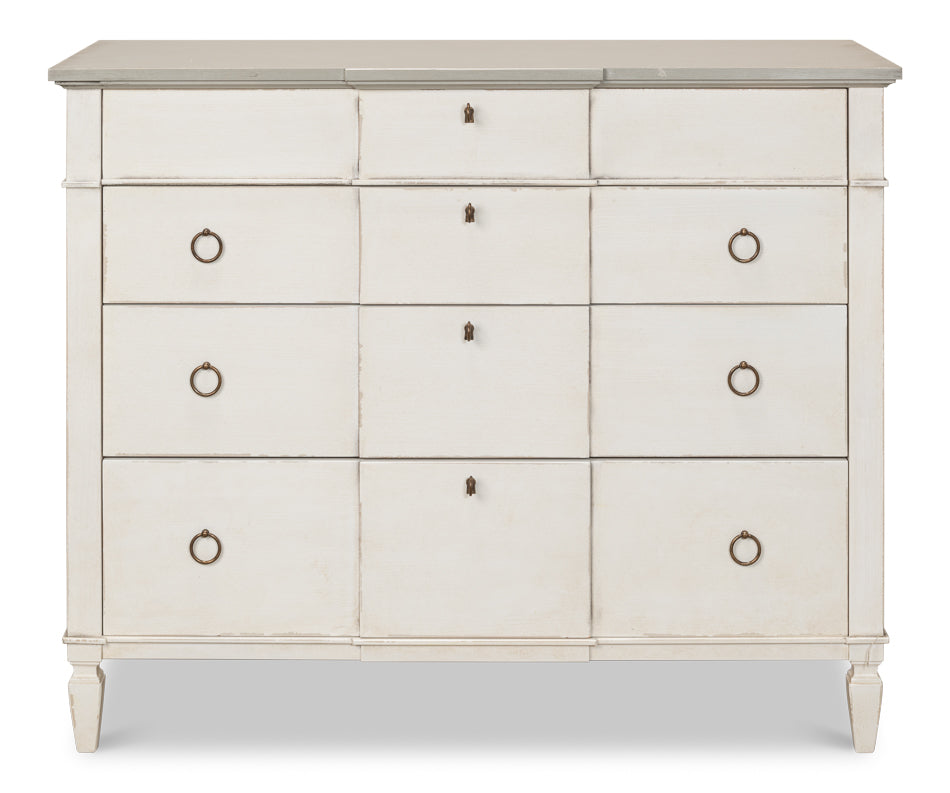 American Home Furniture | Sarreid - Azzalene Dresser Stucco Wht - Grey Quartz