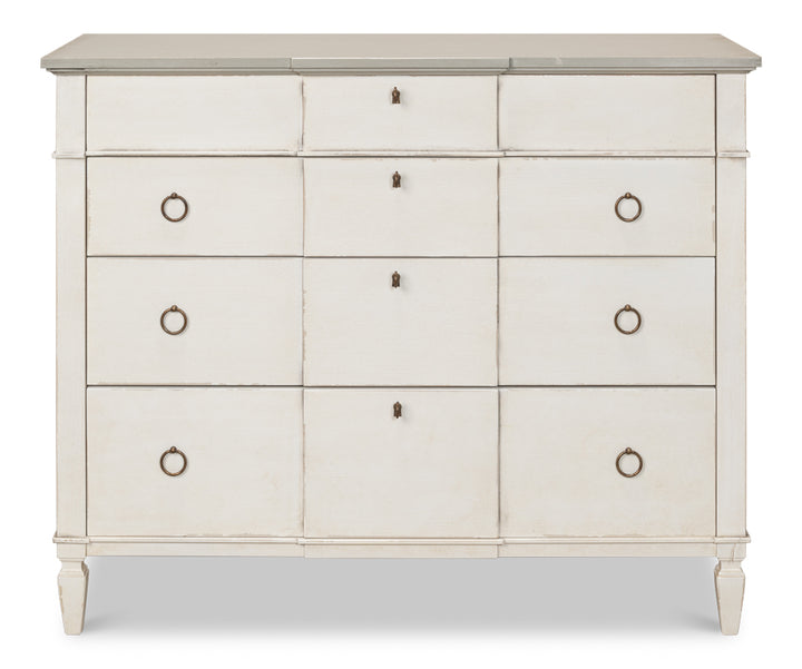 American Home Furniture | Sarreid - Azzalene Dresser Stucco Wht - Grey Quartz