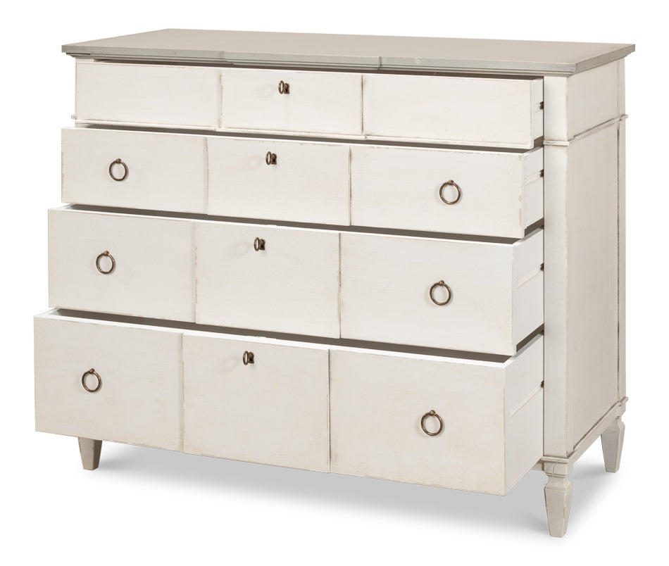 American Home Furniture | Sarreid - Azzalene Dresser Stucco Wht - Grey Quartz