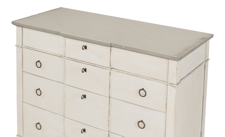 American Home Furniture | Sarreid - Azzalene Dresser Stucco Wht - Grey Quartz