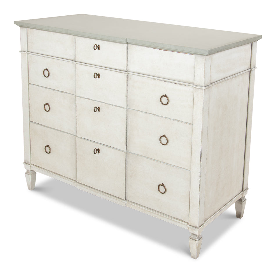 American Home Furniture | Sarreid - Azzalene Dresser Wht/Wht Gray Quartz