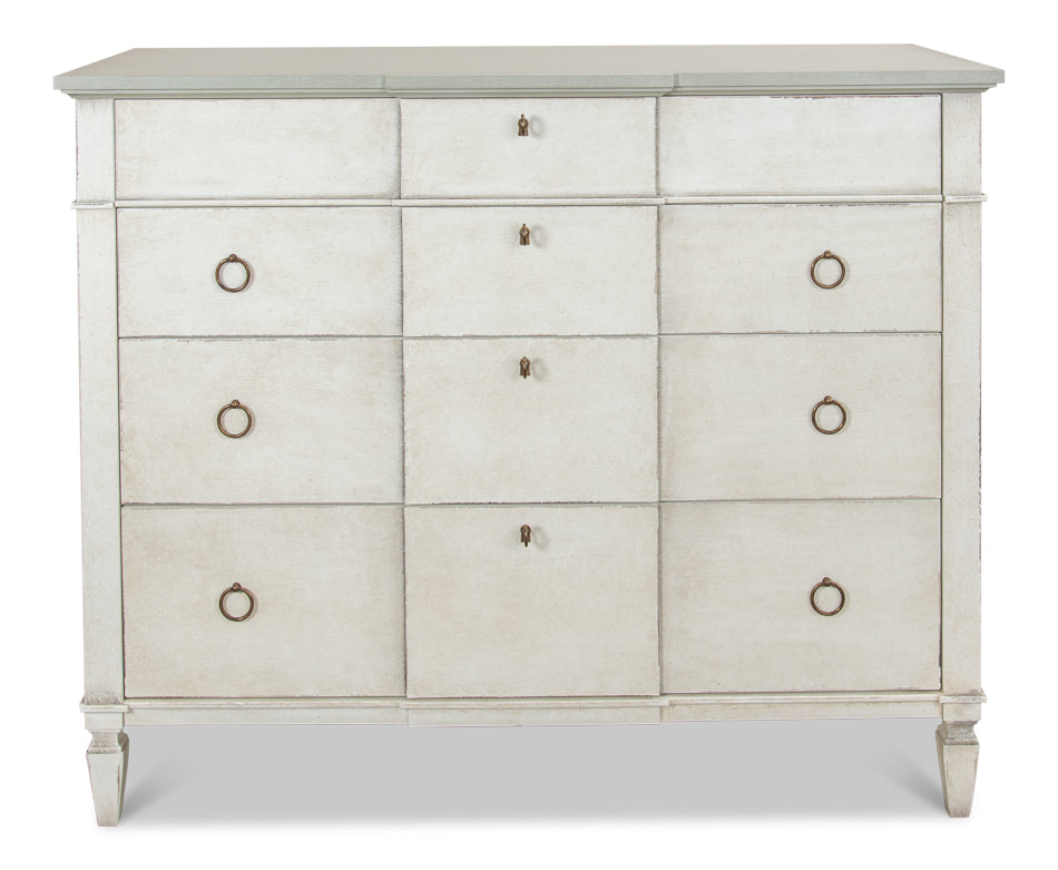 American Home Furniture | Sarreid - Azzalene Dresser Wht/Wht Gray Quartz