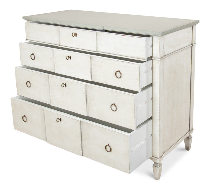 American Home Furniture | Sarreid - Azzalene Dresser Wht/Wht Gray Quartz