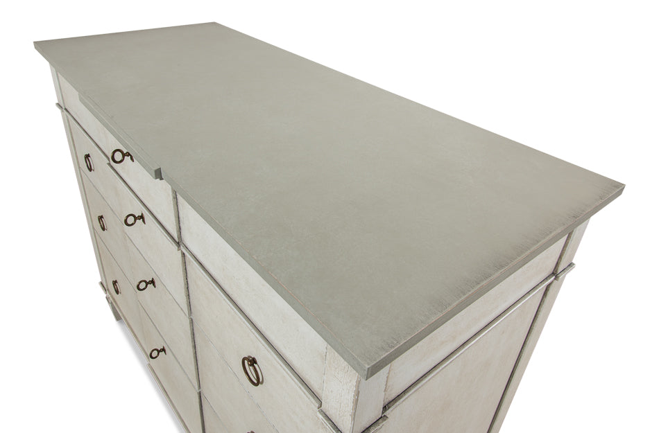 American Home Furniture | Sarreid - Azzalene Dresser Wht/Wht Gray Quartz