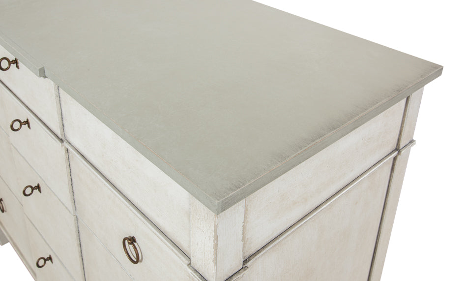 American Home Furniture | Sarreid - Azzalene Dresser Wht/Wht Gray Quartz