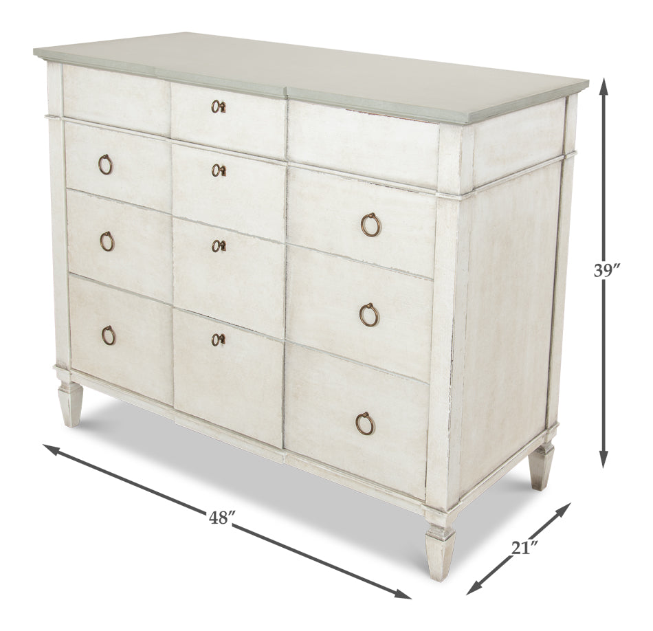 American Home Furniture | Sarreid - Azzalene Dresser Wht/Wht Gray Quartz