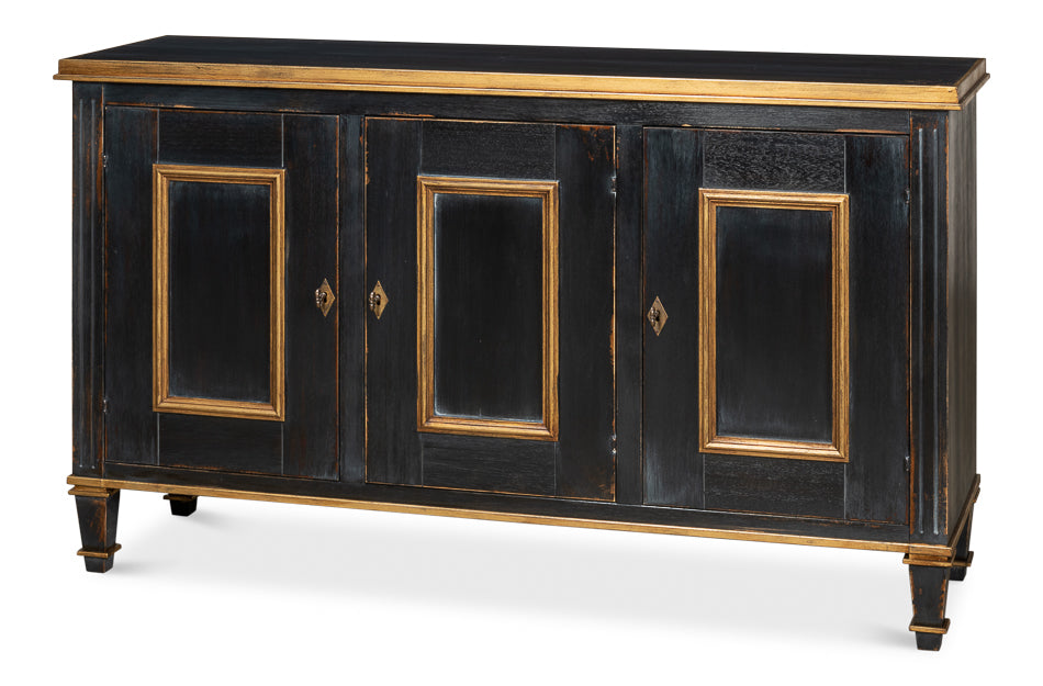 American Home Furniture | Sarreid - Louis Xvi Buffet Powder Black W/Gold