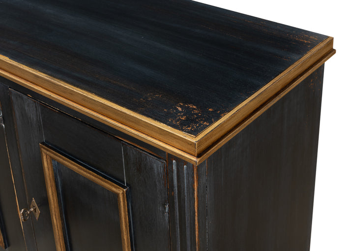 American Home Furniture | Sarreid - Louis Xvi Buffet Powder Black W/Gold