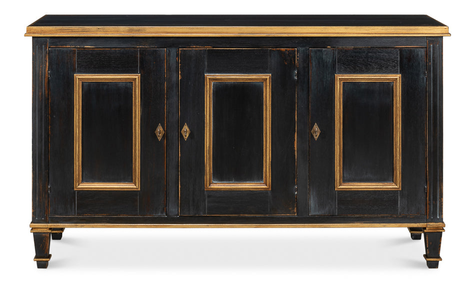 American Home Furniture | Sarreid - Louis Xvi Buffet Powder Black W/Gold