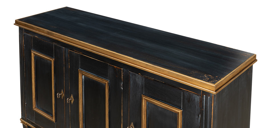 American Home Furniture | Sarreid - Louis Xvi Buffet Powder Black W/Gold