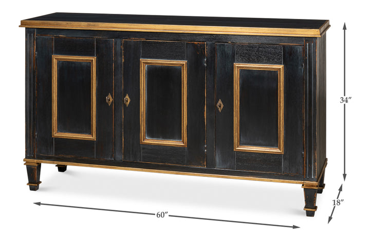 American Home Furniture | Sarreid - Louis Xvi Buffet Powder Black W/Gold