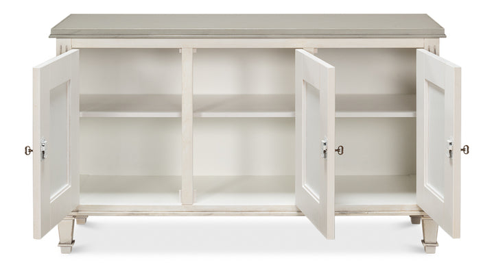 American Home Furniture | Sarreid - Louis Xvi Buffet White/White Gray Quartz