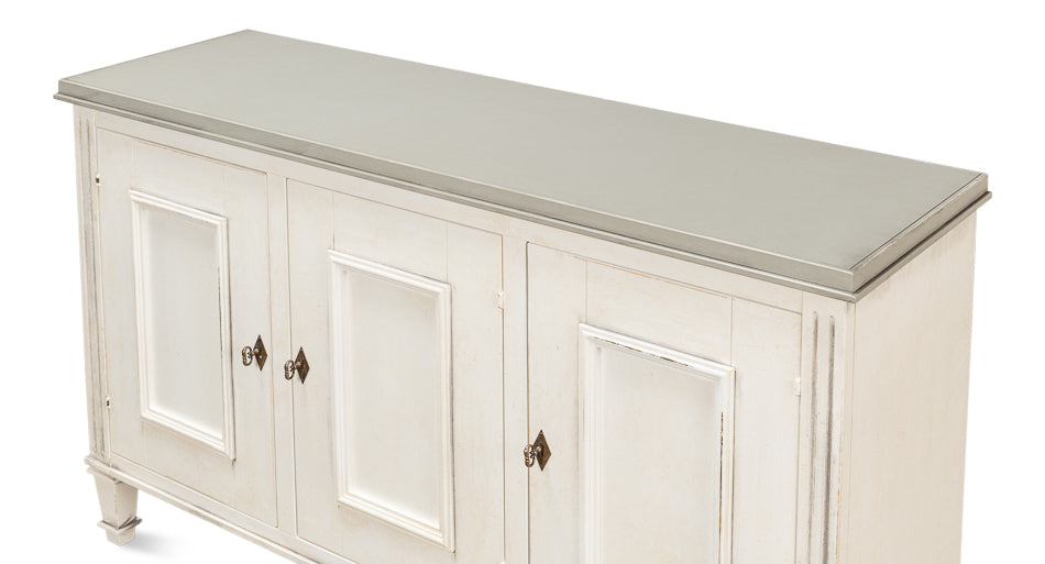 American Home Furniture | Sarreid - Louis Xvi Buffet White/White Gray Quartz