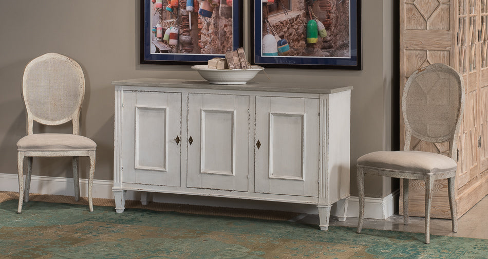 American Home Furniture | Sarreid - Louis Xvi Buffet White/White Gray Quartz