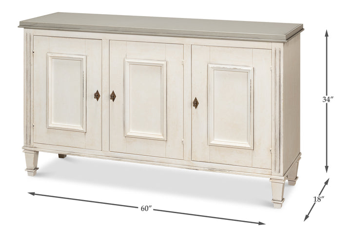 American Home Furniture | Sarreid - Louis Xvi Buffet White/White Gray Quartz