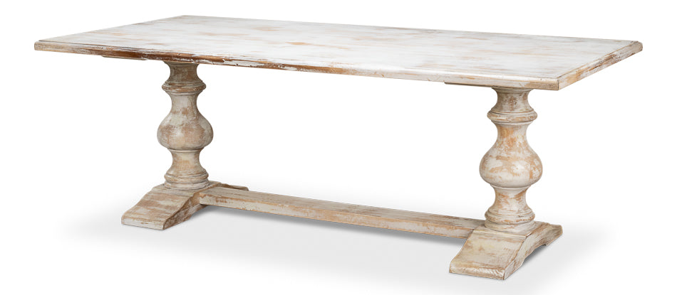 American Home Furniture | Sarreid - Lionisio Trestle Table Disrupted White 