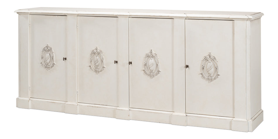 American Home Furniture | Sarreid - Crested Wall Cabinet White/White Finish