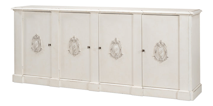 American Home Furniture | Sarreid - Crested Wall Cabinet White/White Finish