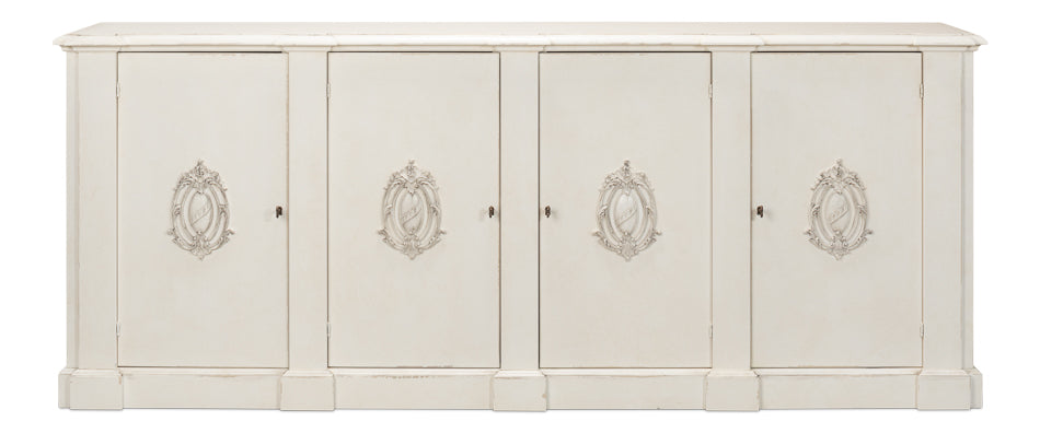 American Home Furniture | Sarreid - Crested Wall Cabinet White/White Finish