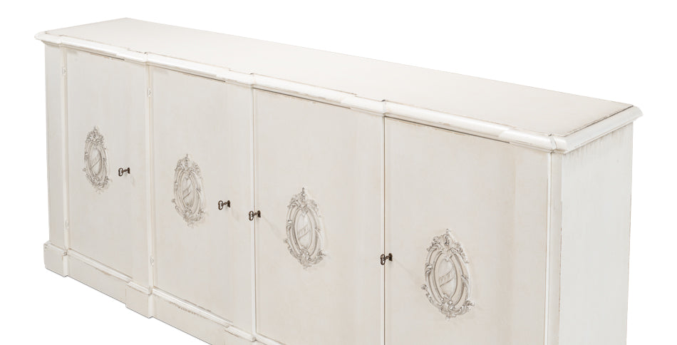 American Home Furniture | Sarreid - Crested Wall Cabinet White/White Finish