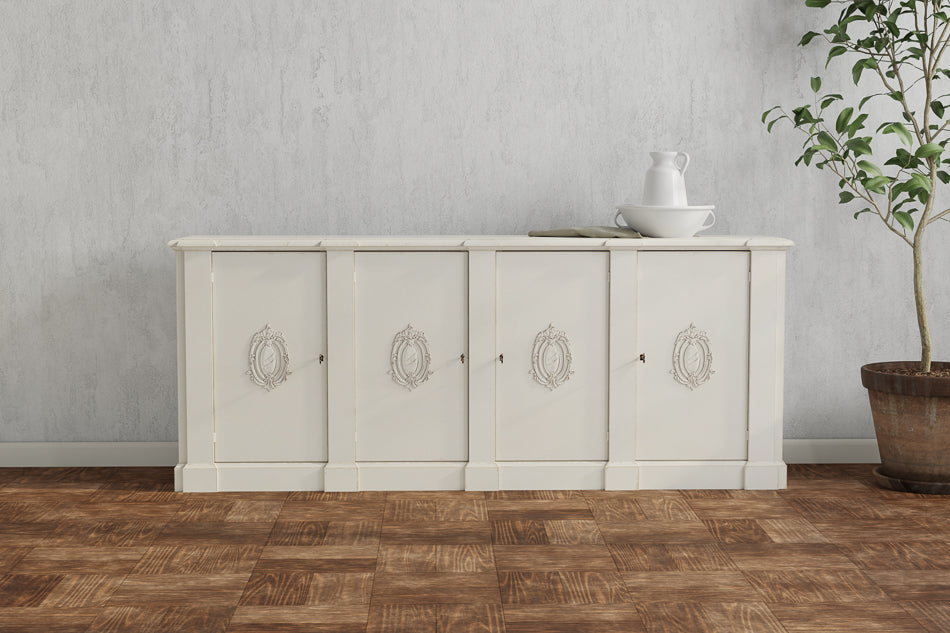 American Home Furniture | Sarreid - Crested Wall Cabinet White/White Finish