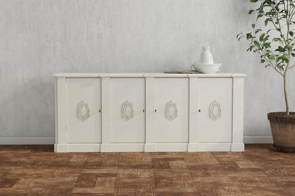 Sarreid Crested Wall Cabinet White/White Finish CABINETS
