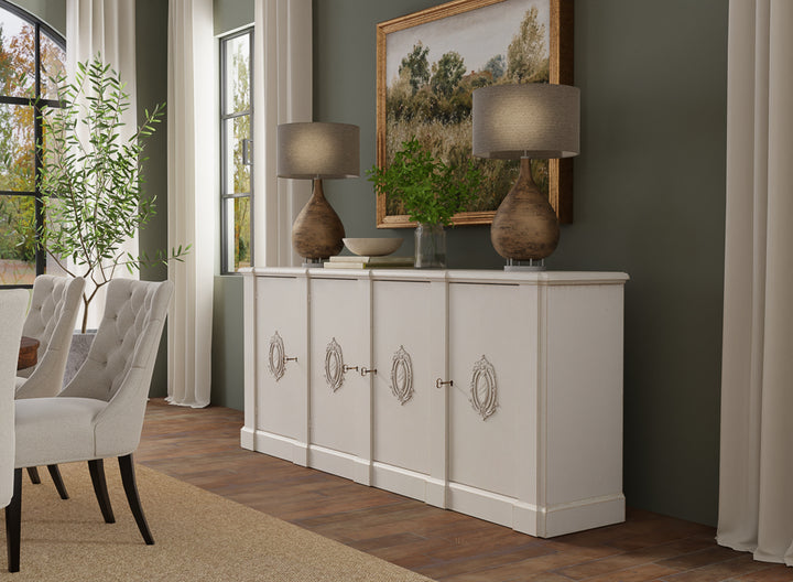 American Home Furniture | Sarreid - Crested Wall Cabinet White/White Finish