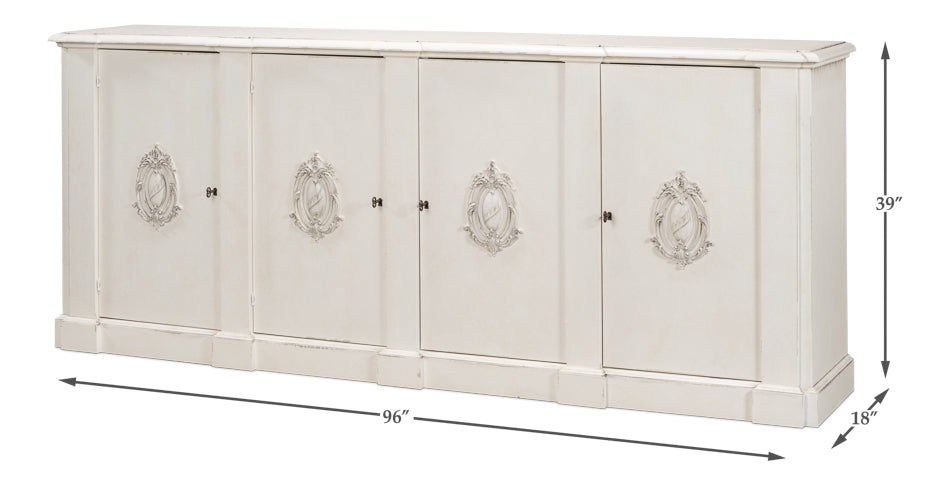 American Home Furniture | Sarreid - Crested Wall Cabinet White/White Finish