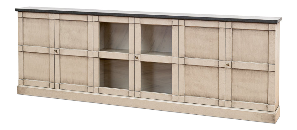 American Home Furniture | Sarreid - Six Door Console Washed Grey - Stone Grey