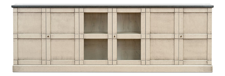 American Home Furniture | Sarreid - Six Door Console Washed Grey - Stone Grey