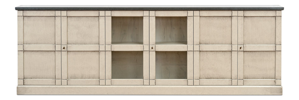 American Home Furniture | Sarreid - Six Door Console Washed Grey - Stone Grey