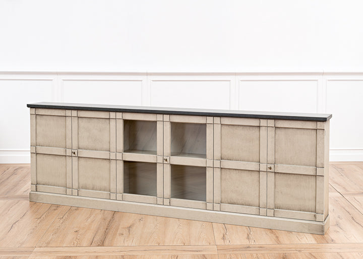 American Home Furniture | Sarreid - Six Door Console Washed Grey - Stone Grey