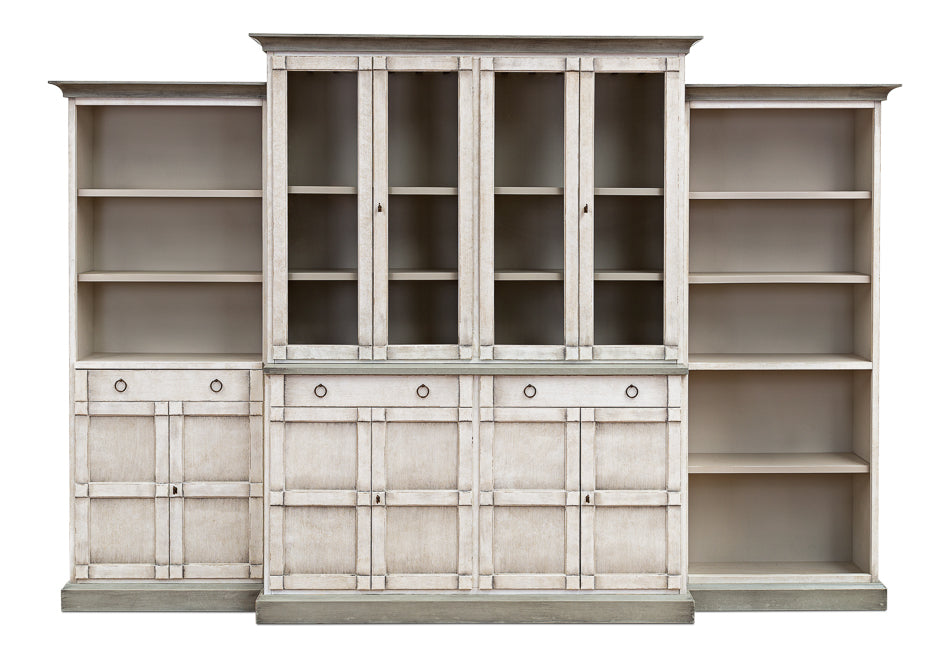 American Home Furniture | Sarreid - 4 Piece Full Wall Unit - White & Grey