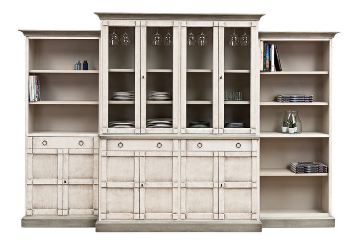 American Home Furniture | Sarreid - 4 Piece Full Wall Unit - White & Grey