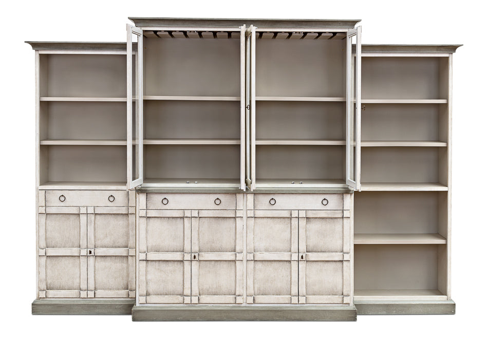 American Home Furniture | Sarreid - 4 Piece Full Wall Unit - White & Grey