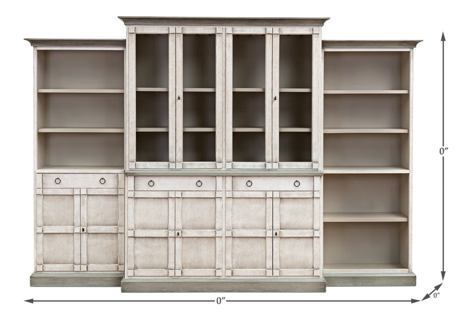 American Home Furniture | Sarreid - 4 Piece Full Wall Unit - White & Grey